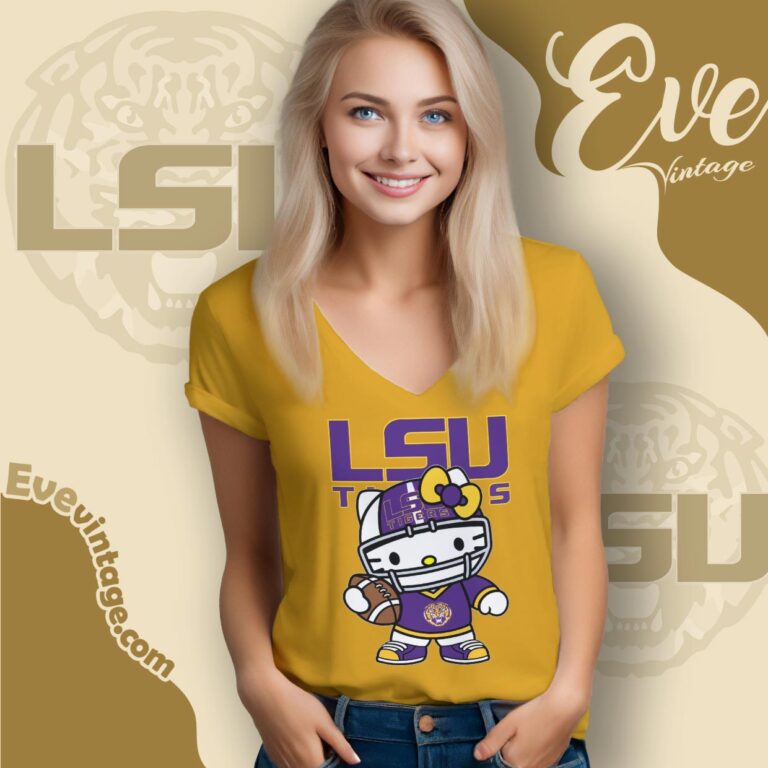 Hello Kitty Lsu Tigers Football Shirt V Neck TShirt Hello Kitty Lsu Tigers Football Shirt V Neck TShirt