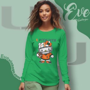 Hello Kitty Miami Hurricanes Football Shirt Long Sleeve Tee