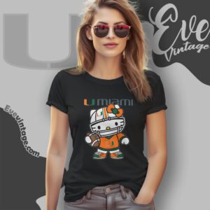 Hello Kitty Miami Hurricanes Football Shirt Women T shirt