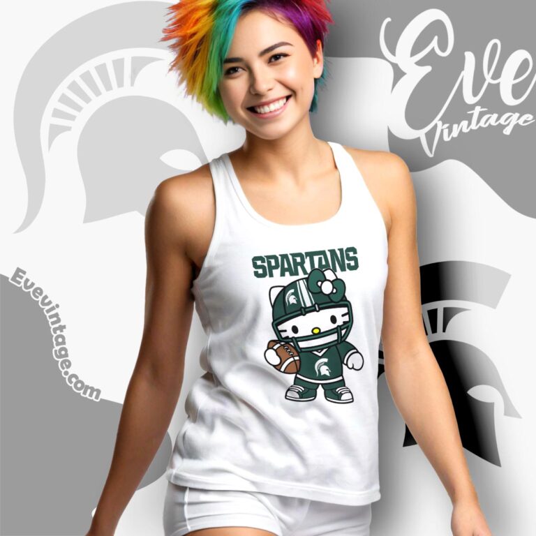 Hello Kitty Michigan State Spartans Football Shirt Tank Top Racerback Hello Kitty Michigan State Spartans Football Shirt Tank Top Racerback