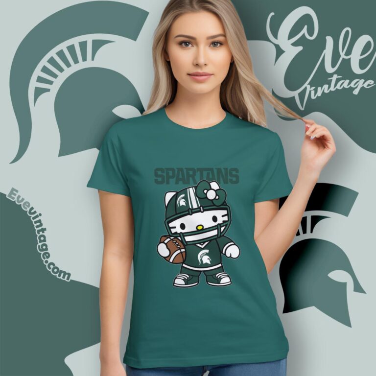 Hello Kitty Michigan State Spartans Football Shirt Women T shirt Hello Kitty Michigan State Spartans Football Shirt Women T shirt