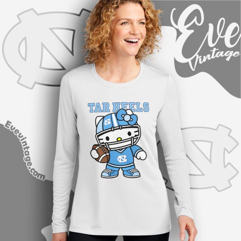 Hello Kitty North Carolina Tar Heels Football Shirt Long Sleeve Tee Hello Kitty North Carolina Tar Heels Football Shirt Long Sleeve Tee