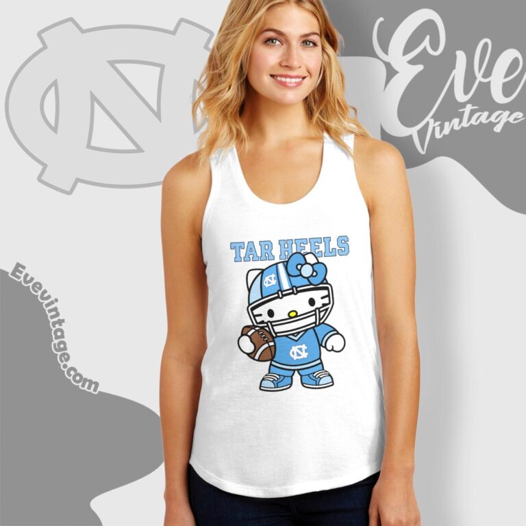 Hello Kitty North Carolina Tar Heels Football Shirt Tank Top Racerback Hello Kitty North Carolina Tar Heels Football Shirt Tank Top Racerback
