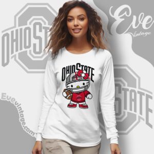 Hello Kitty Ohio State Buckeyes Football Shirt Long Sleeve Tee