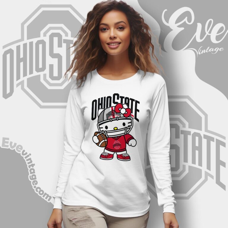 Hello Kitty Ohio State Buckeyes Football Shirt Long Sleeve Tee Hello Kitty Ohio State Buckeyes Football Shirt Long Sleeve Tee
