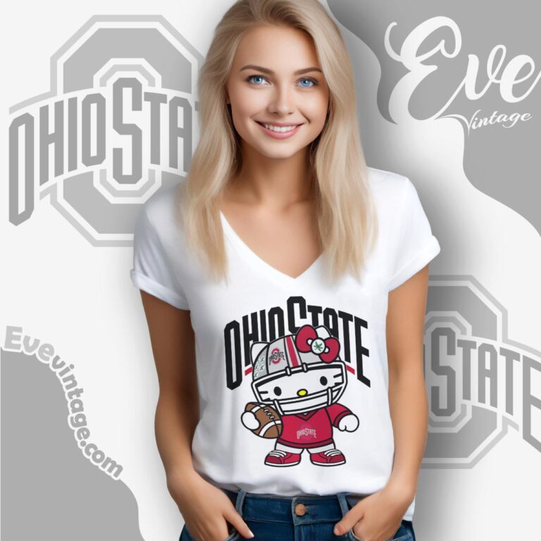 Hello Kitty Ohio State Buckeyes Football Shirt V Neck TShirt Hello Kitty Ohio State Buckeyes Football Shirt V Neck TShirt