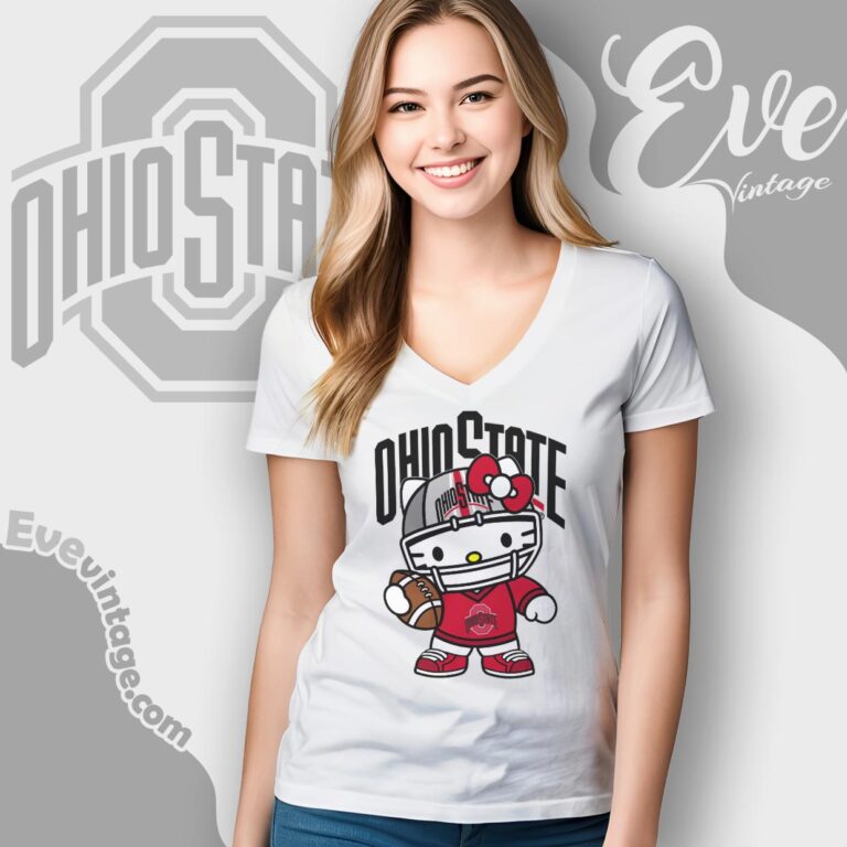 Hello Kitty Ohio State Buckeyes Football Shirt V Neck TShirt Hello Kitty Ohio State Buckeyes Football Shirt V Neck TShirt
