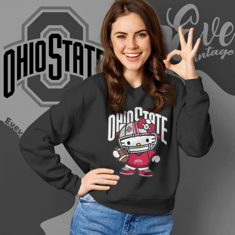 Hello Kitty Ohio State Buckeyes Football Sweatshirt Hello Kitty Ohio State Buckeyes Football Sweatshirt