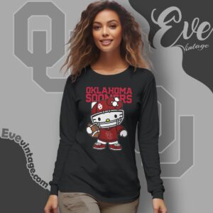 Hello Kitty Oklahoma Sooners Football Shirt Long Sleeve Tee