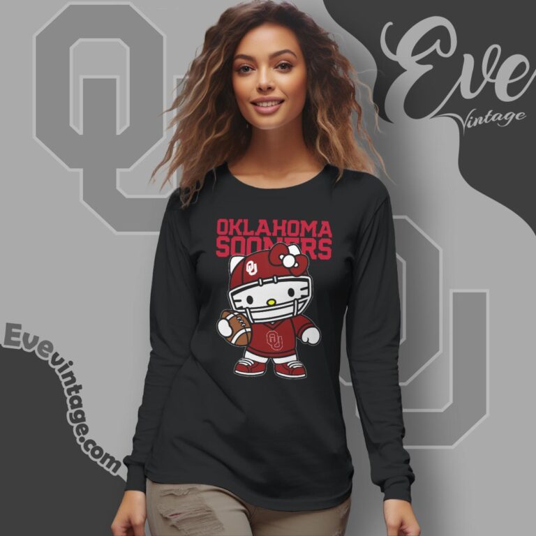 Hello Kitty Oklahoma Sooners Football Shirt Long Sleeve Tee Hello Kitty Oklahoma Sooners Football Shirt Long Sleeve Tee
