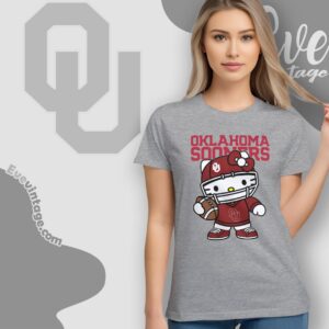 Hello Kitty Oklahoma Sooners Football Shirt T shirt