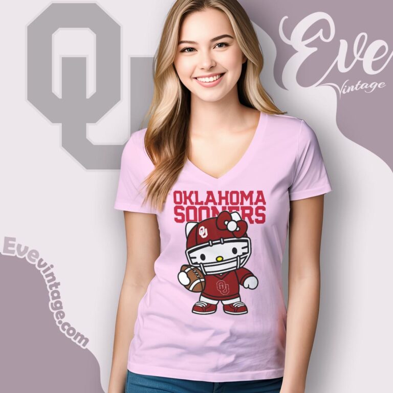 Hello Kitty Oklahoma Sooners Football Shirt V Neck TShirt Hello Kitty Oklahoma Sooners Football Shirt V Neck TShirt