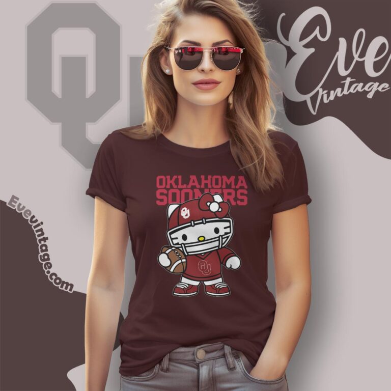 Hello Kitty Oklahoma Sooners Football Shirt Women T shirt Hello Kitty Oklahoma Sooners Football Shirt Women T shirt