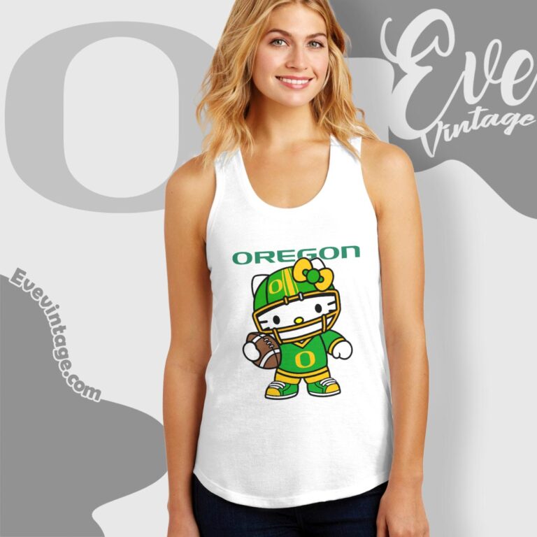 Hello Kitty Oregon Ducks Football Shirt Tank Top Racerback Hello Kitty Oregon Ducks Football Shirt Tank Top Racerback
