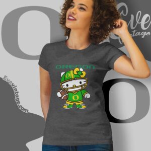 Hello Kitty Oregon Ducks Football Shirt Women T shirt