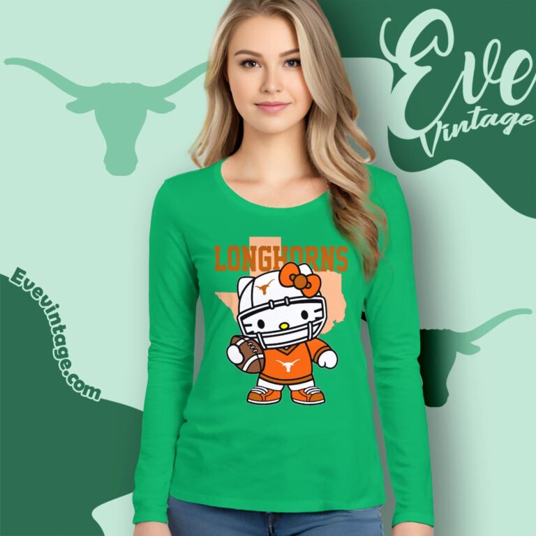 Hello Kitty Texas Longhorns Football Shirt Long Sleeve Tee Hello Kitty Texas Longhorns Football Shirt Long Sleeve Tee