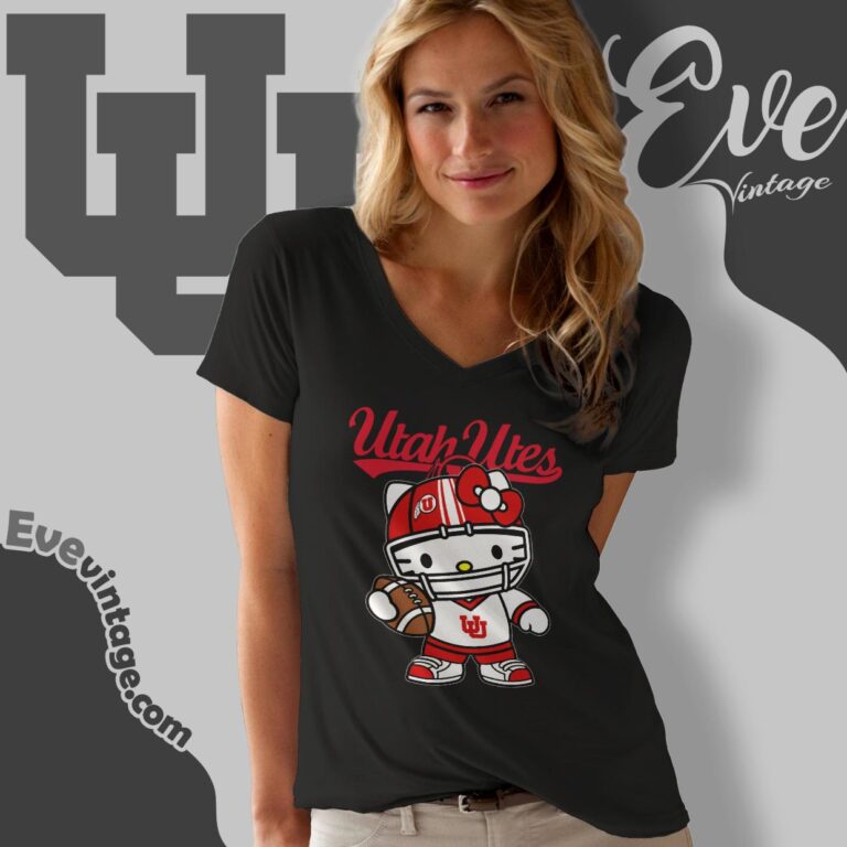 Hello Kitty Utah Utes Football Shirt V Neck TShirt Hello Kitty Utah Utes Football Shirt V Neck TShirt