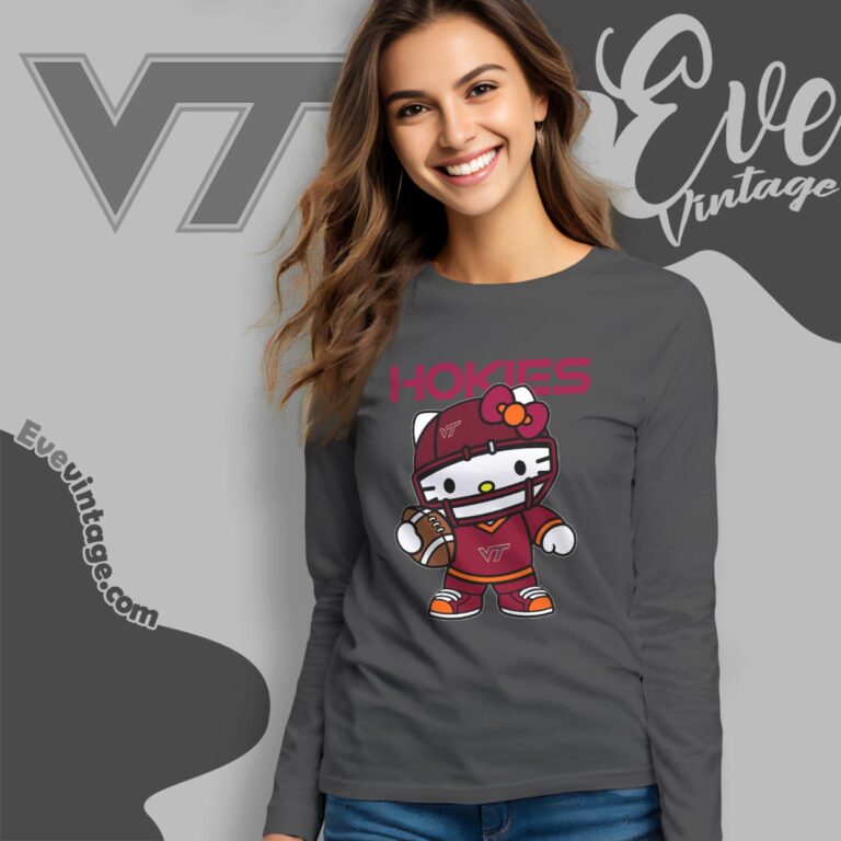 Hello Kitty Virginia Tech Hokies Football Shirt Long Sleeve Tee Hello Kitty Virginia Tech Hokies Football Shirt Long Sleeve Tee