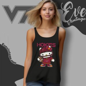 Hello Kitty Virginia Tech Hokies Football Shirt Tank Top Racerback