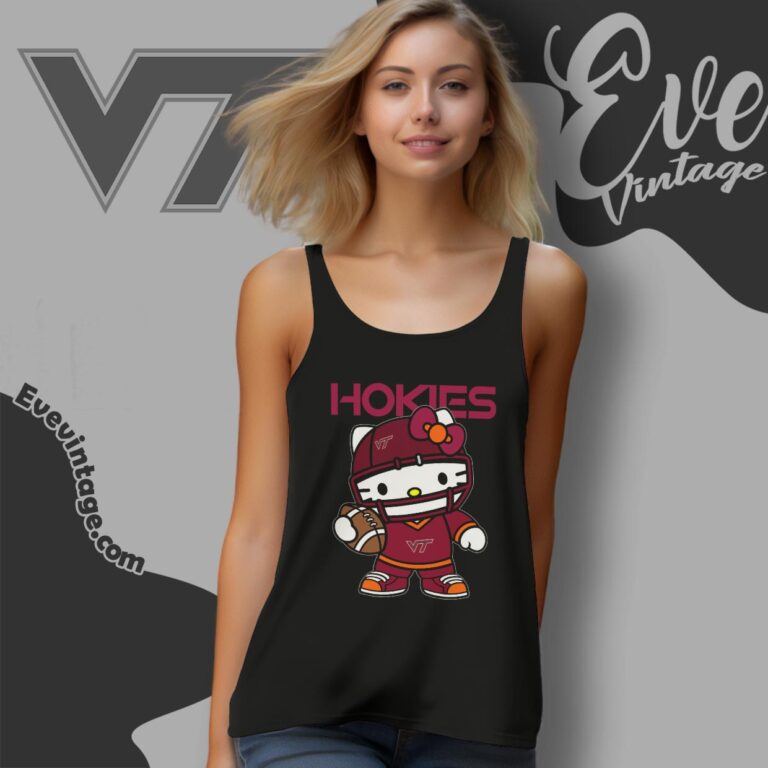 Hello Kitty Virginia Tech Hokies Football Shirt Tank Top Racerback Hello Kitty Virginia Tech Hokies Football Shirt Tank Top Racerback