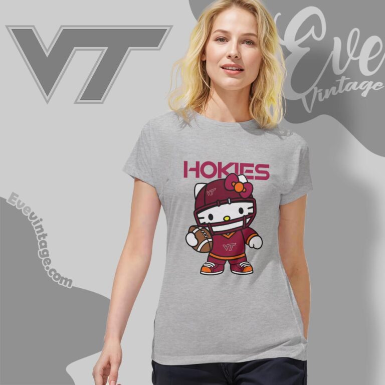 Hello Kitty Virginia Tech Hokies Football Shirt Women T shirt Hello Kitty Virginia Tech Hokies Football Shirt Women T shirt