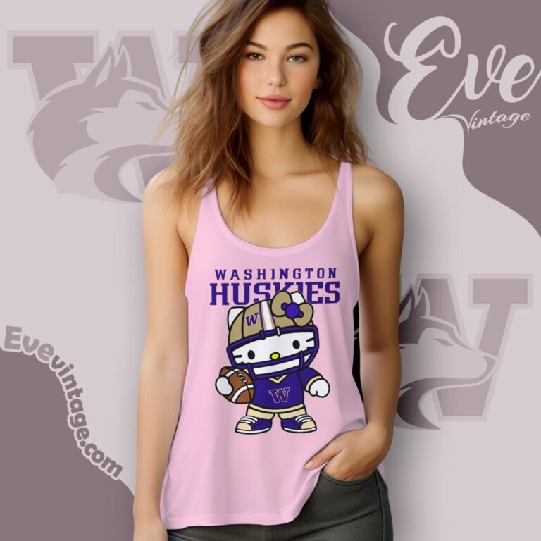 Hello Kitty Washington Huskies Football Shirt Tank Top Racerback Hello Kitty Washington Huskies Football Shirt Tank Top Racerback