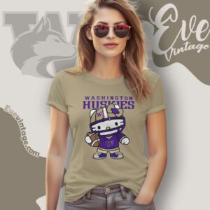 Hello Kitty Washington Huskies Football Shirt