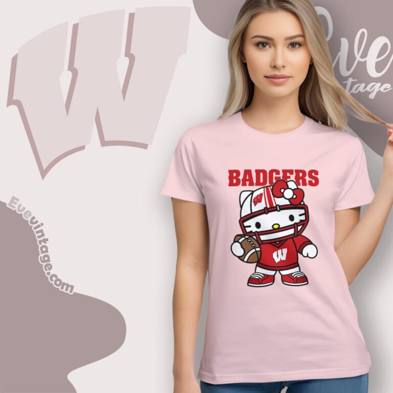 Hello Kitty Wisconsin Badgers Football Shirt T shirt Hello Kitty Wisconsin Badgers Football Shirt T shirt