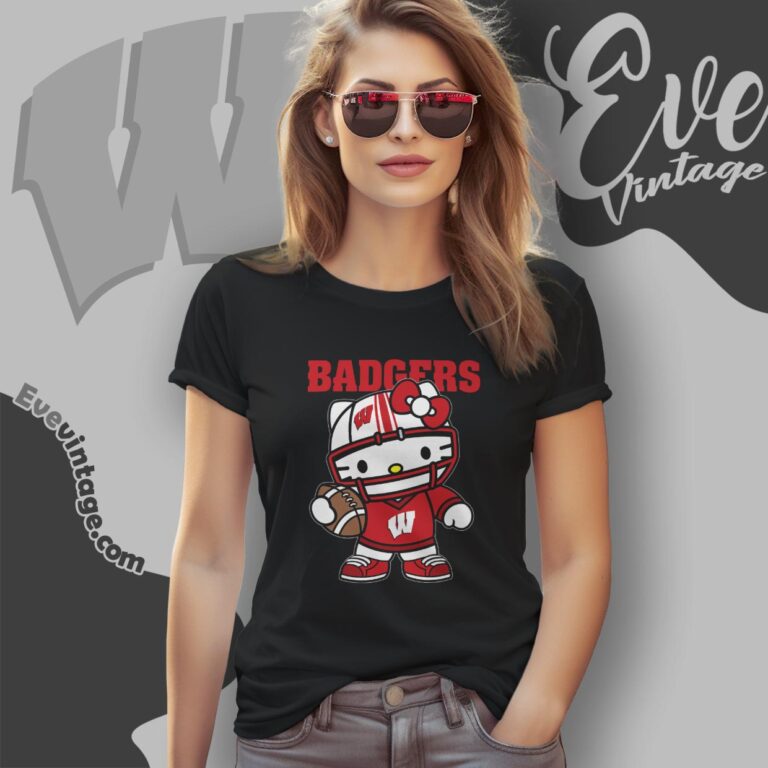 Hello Kitty Wisconsin Badgers Football Shirt Women T shirt Hello Kitty Wisconsin Badgers Football Shirt Women T shirt