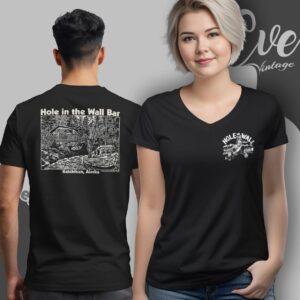Hole In The Wall Marina Shirt – Ketchikan Ak Dive Bar V Neck TShirt