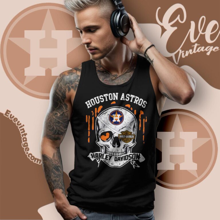 Houston Astros Harley Davidson Skull Shirt Tank Top Racerback Houston Astros Harley Davidson Skull Shirt Tank Top Racerback