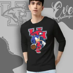Houston Cougars Sonic The Hedgehog Basketball Long Sleeve Tee