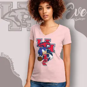 Houston Cougars Sonic The Hedgehog Basketball V Neck TShirt