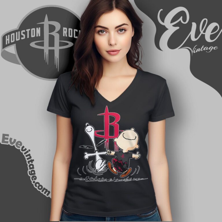 Houston Rockets Charlie Brown Snoopy Happy Dancing Shirt V Neck TShirt Houston Rockets Charlie Brown Snoopy Happy Dancing Shirt V Neck TShirt
