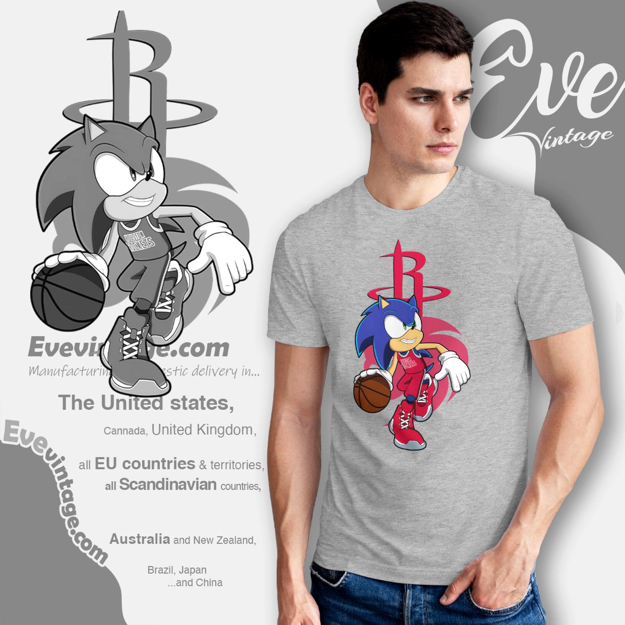 Houston Rockets Sonic The Hedgehog Shirt Houston Rockets Sonic The Hedgehog Shirt