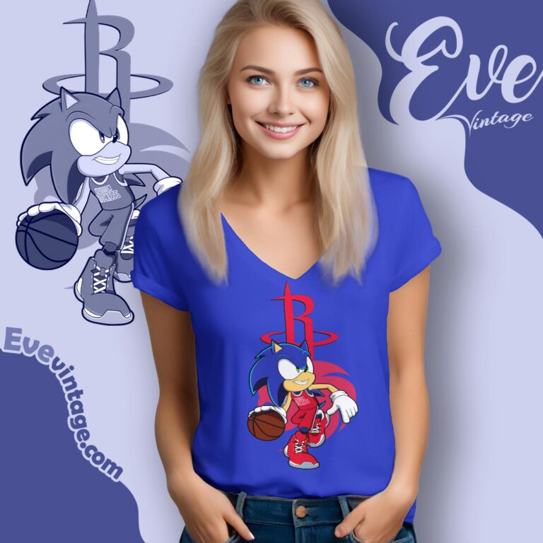 Houston Rockets Sonic The Hedgehog Shirt V Neck TShirt Houston Rockets Sonic The Hedgehog Shirt V Neck TShirt
