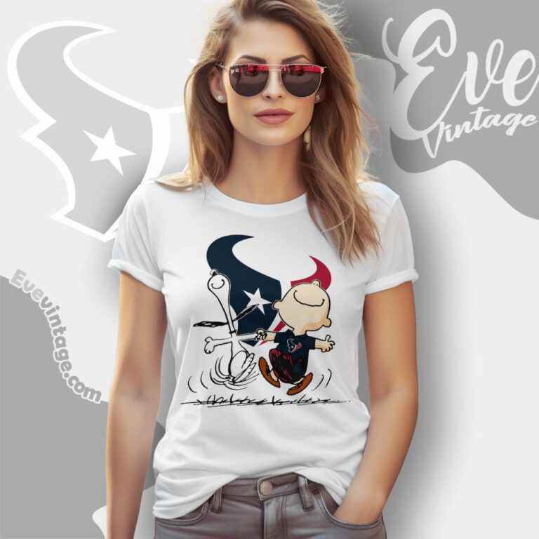 Houston Texans Charlie Brown Snoopy Happy Dancing Shirt Women T Shirt Houston Texans Charlie Brown Snoopy Happy Dancing Shirt Women T Shirt