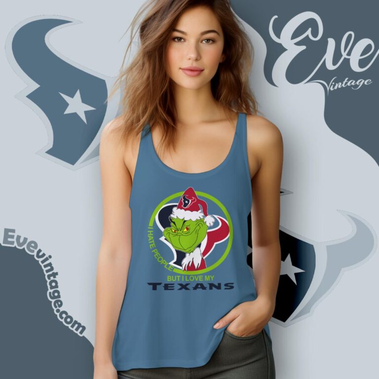 Houston Texans Christmas Grinch Shirt I Hate People But I Love My Texans Tank Top Racerback Houston Texans Christmas Grinch Shirt I Hate People But I Love My Texans Tank Top Racerback
