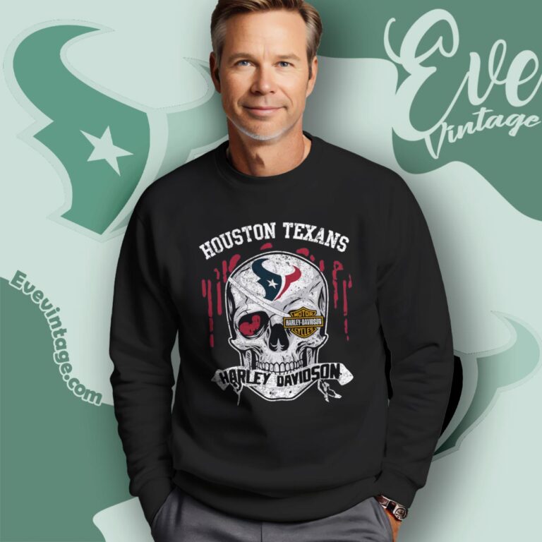 Houston Texans Harley Davidson Skull Shirt Sweatshirt Houston Texans Harley Davidson Skull Shirt Sweatshirt