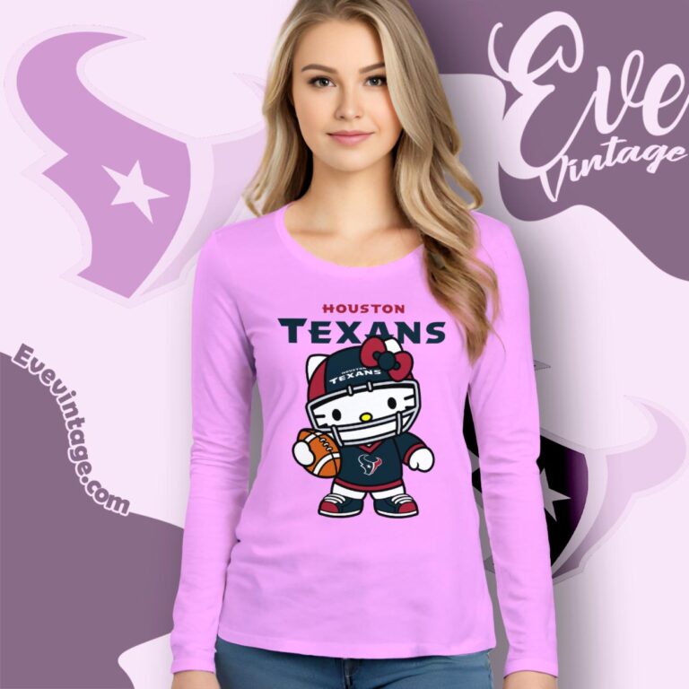 Houston Texans Hello Kitty Shirt Long Sleeve Tee Houston Texans Hello Kitty Shirt Long Sleeve Tee