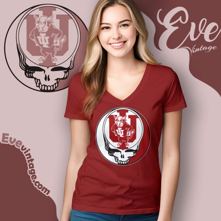 Indiana Hoosiers Steal Your Face Stealie Shirt V neck Indiana Hoosiers Steal Your Face Stealie Shirt V neck