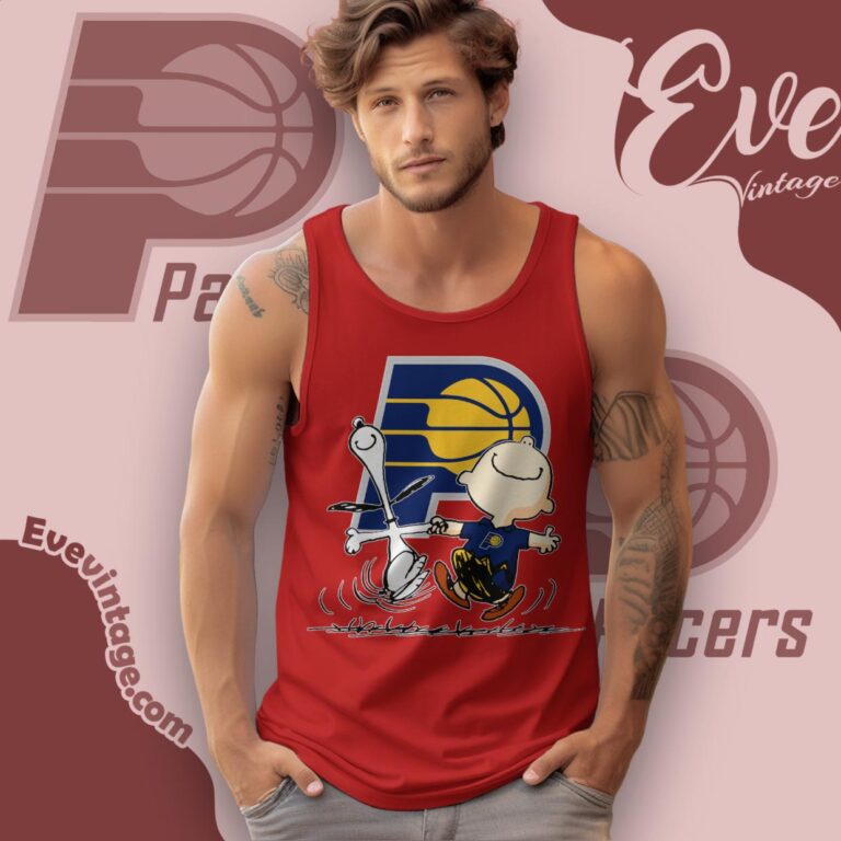 Indiana Pacers Charlie Brown Snoopy Happy Dancing Shirt Tank Top Racerback Indiana Pacers Charlie Brown Snoopy Happy Dancing Shirt Tank Top Racerback