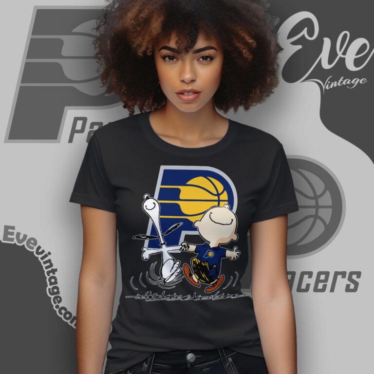 Indiana Pacers Charlie Brown Snoopy Happy Dancing Shirt Women T Shirt Indiana Pacers Charlie Brown Snoopy Happy Dancing Shirt Women T Shirt