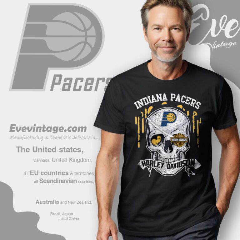 Indiana Pacers Harley Davidson Skull T Shirt Indiana Pacers Harley Davidson Skull T Shirt