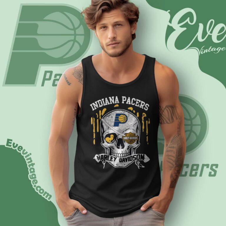 Indiana Pacers Harley Davidson Skull Tank Top Racerback Indiana Pacers Harley Davidson Skull Tank Top Racerback