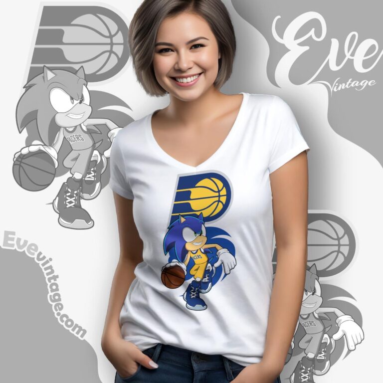 Indiana Pacers Sonic The Hedgehog Shirt V Neck TShirt Indiana Pacers Sonic The Hedgehog Shirt V Neck TShirt