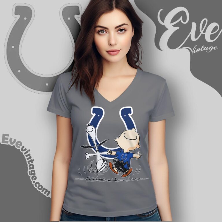 Indianapolis Colts Charlie Brown Snoopy Happy Dancing Shirt V Neck TShirt Indianapolis Colts Charlie Brown Snoopy Happy Dancing Shirt V Neck TShirt