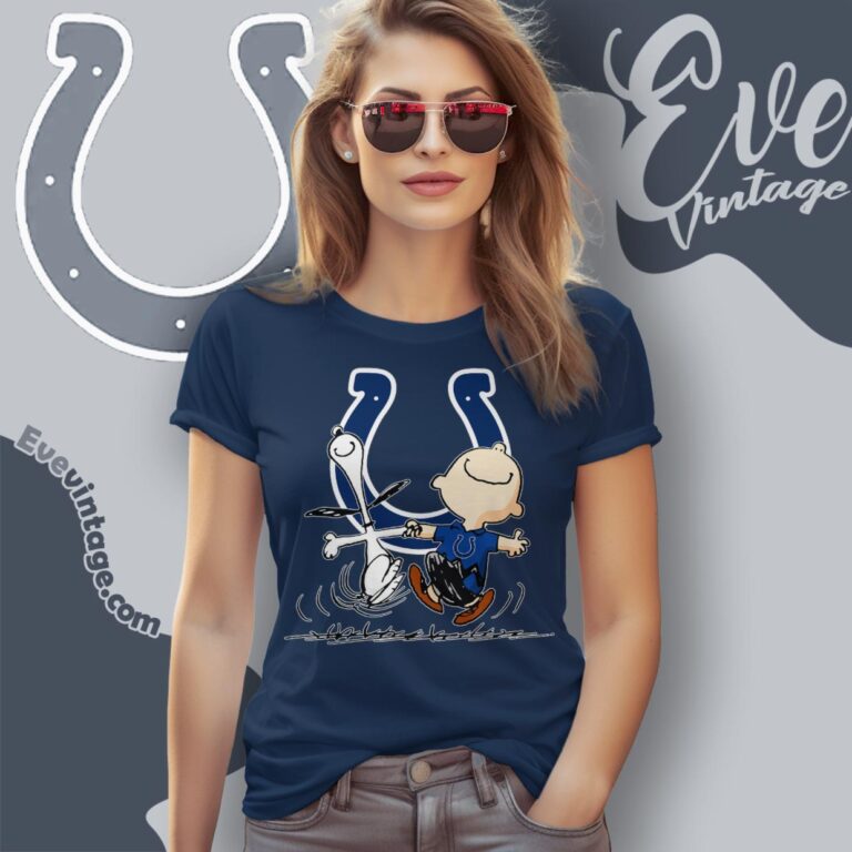 Indianapolis Colts Charlie Brown Snoopy Happy Dancing Shirt Women T Shirt Indianapolis Colts Charlie Brown Snoopy Happy Dancing Shirt Women T Shirt