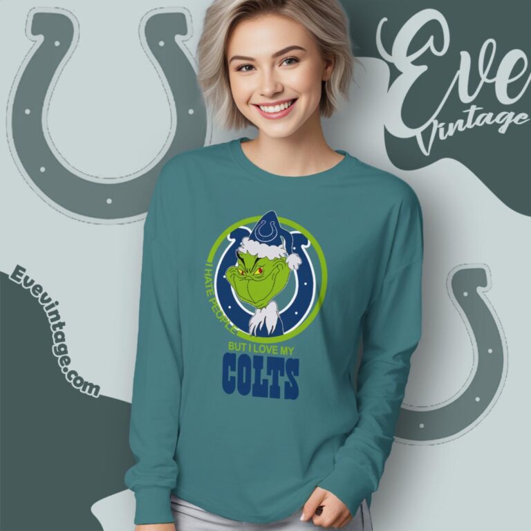 Indianapolis Colts Christmas Grinch Shirt I Hate People But I Love My Colts Long Sleeve Tee Indianapolis Colts Christmas Grinch Shirt I Hate People But I Love My Colts Long Sleeve Tee