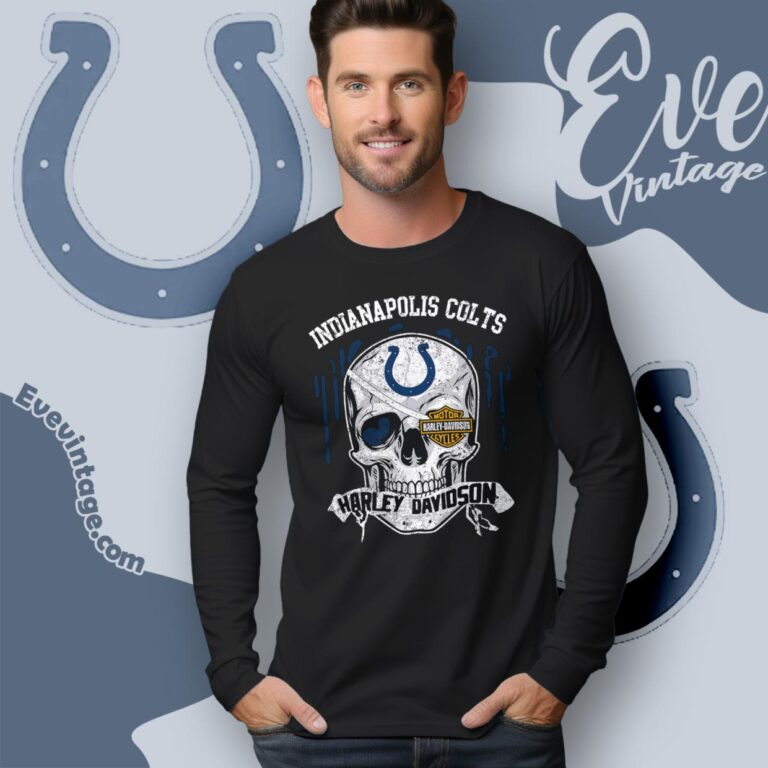 Indianapolis Colts Harley Davidson Skull Shirt Long Sleeve Tee Indianapolis Colts Harley Davidson Skull Shirt Long Sleeve Tee